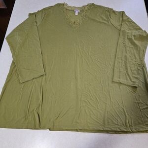 LOGO by Lori Goldstein Olive Green Blouse